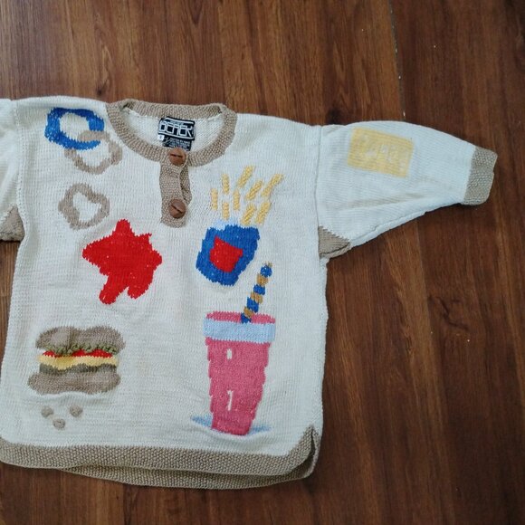 Vintage Berek Snack Food Hand Knit Novelty Sweater - Picture 3 of 7